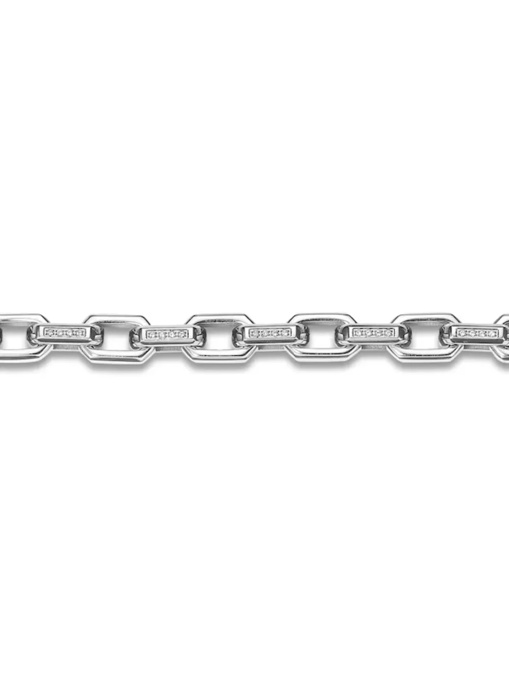 Men's White Lab-Created Sapphire Link Necklace~24”